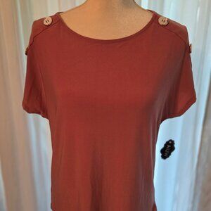 A.U.W. secret Charm button shoulder blouse size small
